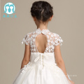 Mais recente flor branca meninas tornozelo-comprimento vestidos meninas rendas vestido de festa de aniversário / roupas por atacado vestidos de menina de flor para o casamento